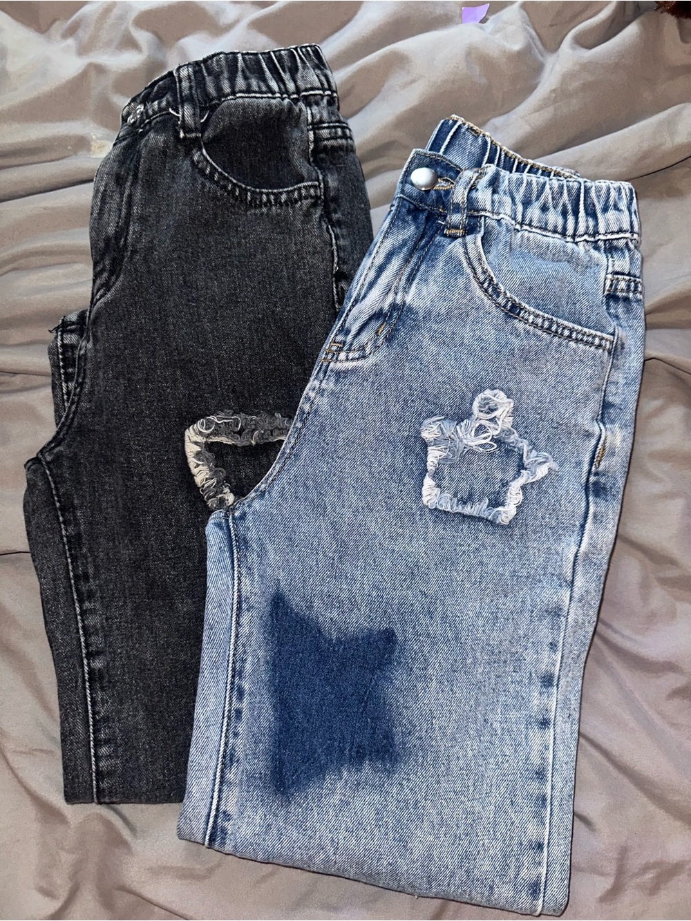 SHEIN | 4 Pairs - Kids Elastic Waist Distressed Jeans 8Y Bundle